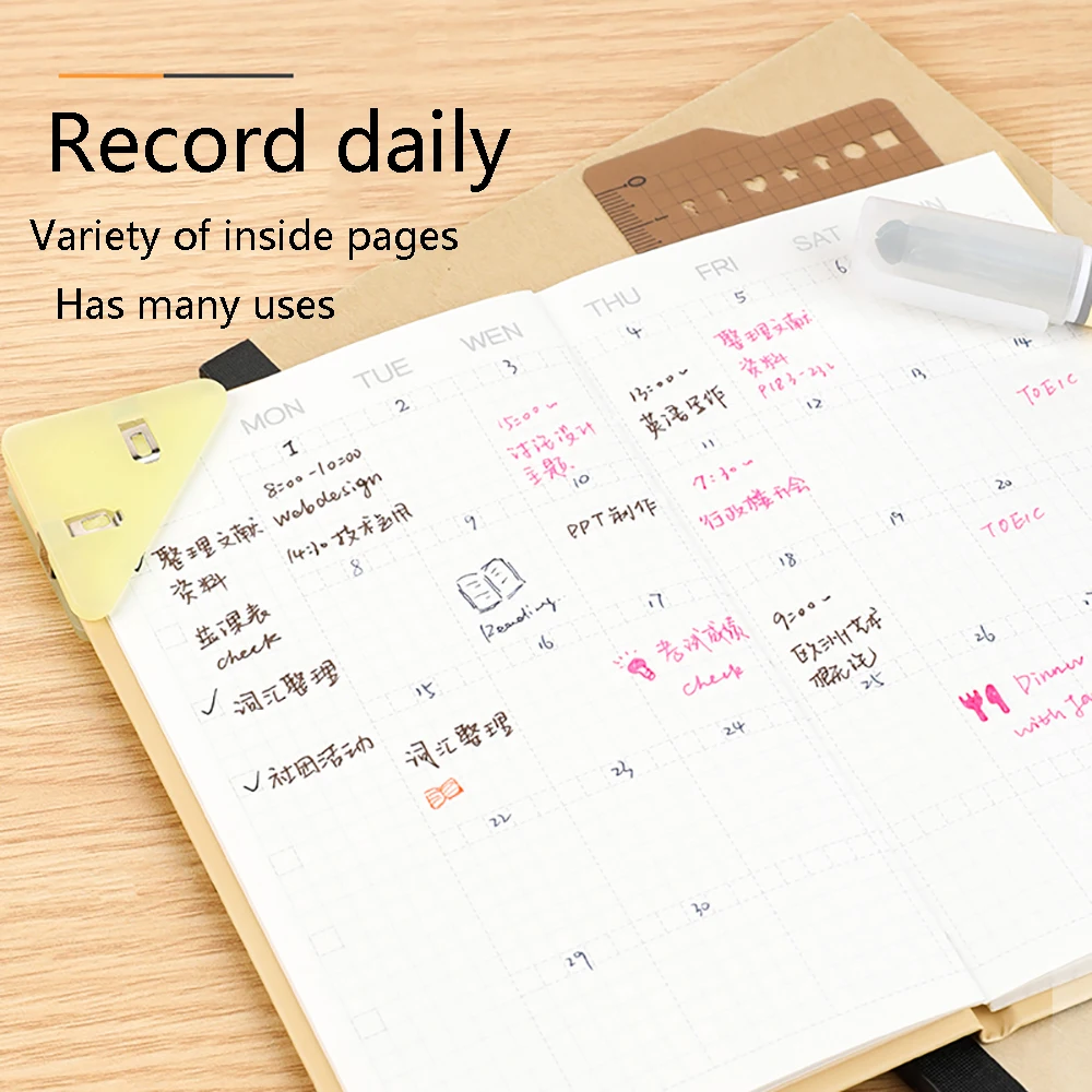 Japan Kokuyo Schedule All-match Portable 4mm Grid Diary This Month Planning Time Management Planning Notebook