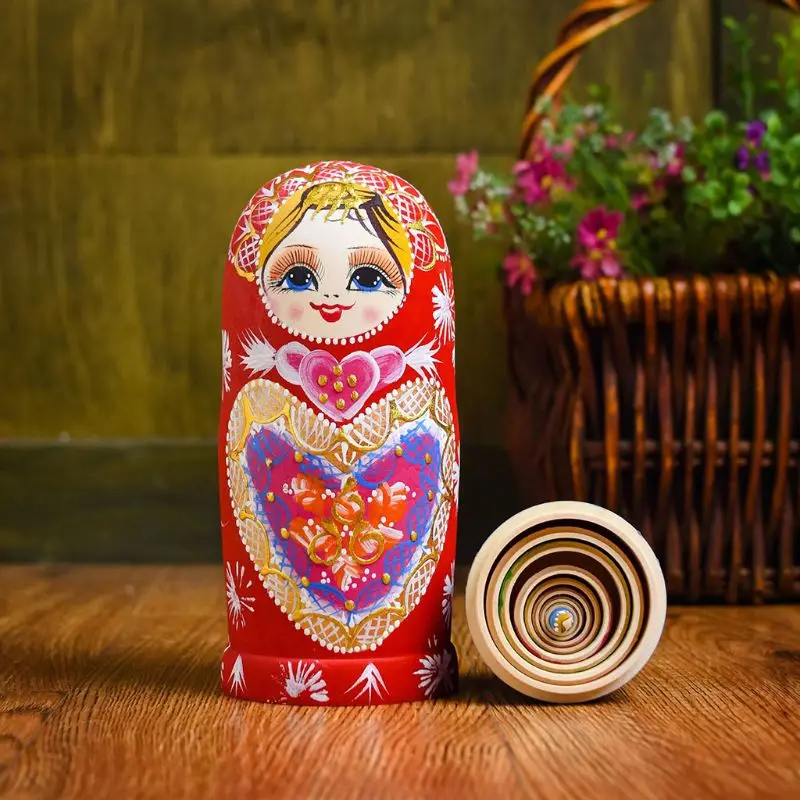 Muñecas rusas de madera Matryoshka para niños, muñecos de anidación, decoración de escritorio, regalos de Navidad, 10 capas por juego