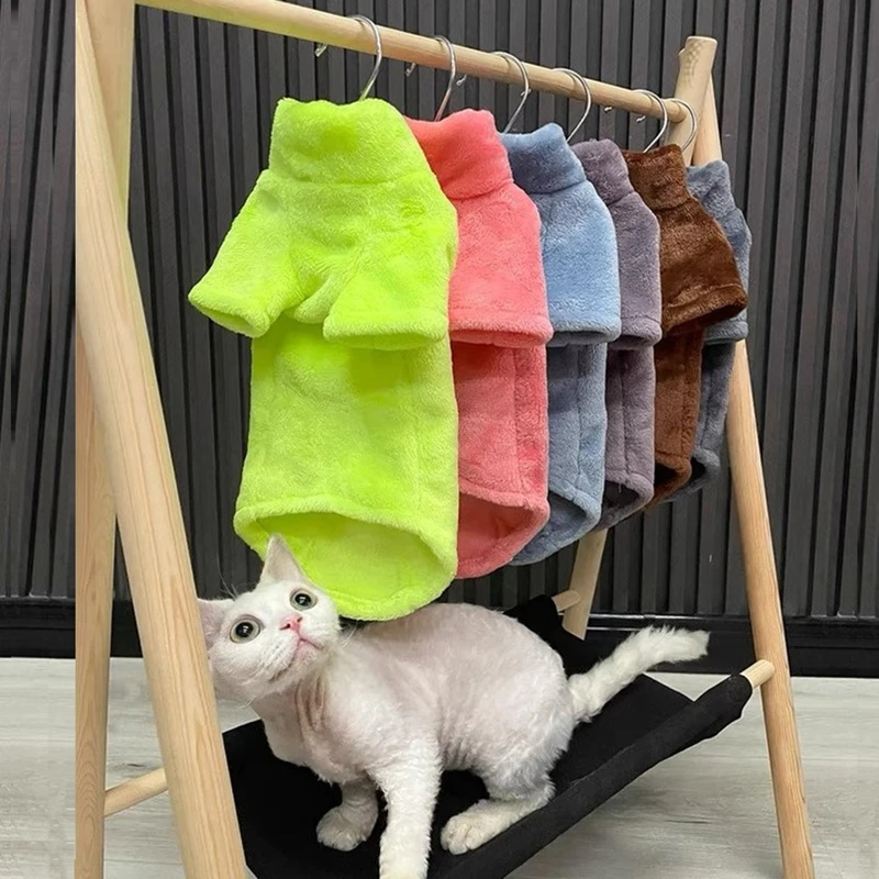 Winter Cat Clothes For Sphinx Warm Hoodies Pets Thicken Coat Kittens Costumes Jacket Chihuahua Autumn Double-sided Plus Velvet