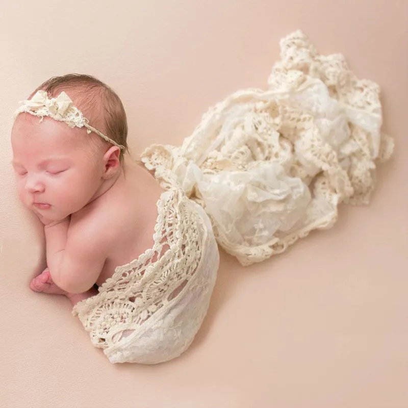 Newborn Photography Props Blanket Baby Photography Backdrop Lace Wrap Swaddling Photo Shooting Studio Accessies