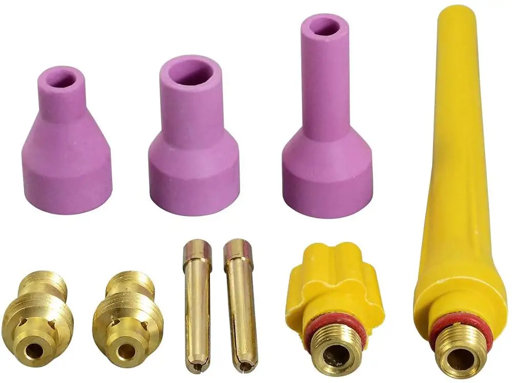 TIG KIT Alumina Nozzle Collet Bodies Back Cap Fit QQ150 QQ150A TIG Welding Torch 9pcs