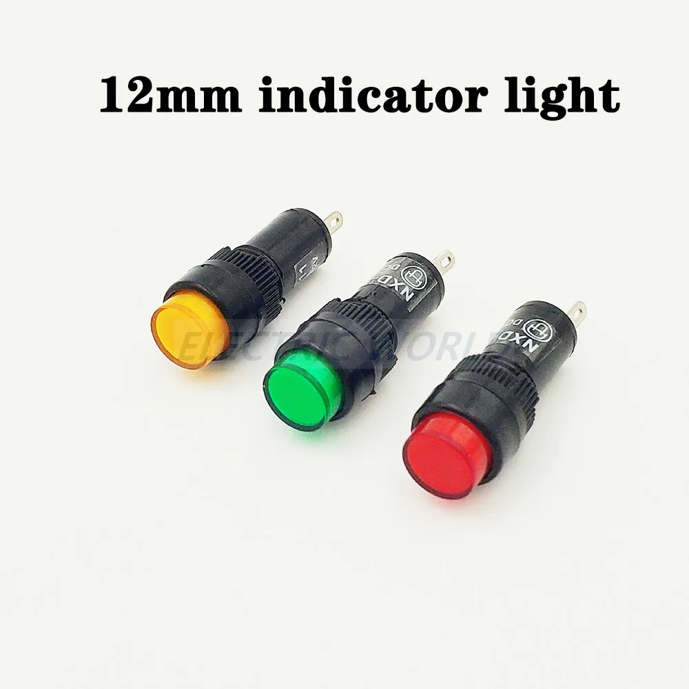 12mm plastic Indicator lights waterproof Signal lamp no wire 12V 24V 220v power signal lamp LED indication indicator Lamp