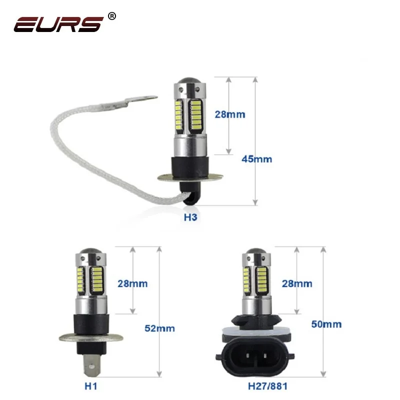 2pcs H1 H3 H27 880 881 PW24W LED Fog Light Bulbs Car Auto LED Running Lamp Driving Bulb Fog Lamp White Red Yellow Blue view 5