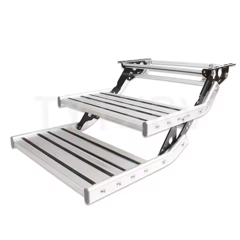 TYTXRV Caravan Accessories RV Step Aluminum Alloy Folding Manual Double/Singe Ladder Non-Slip Steps Easy installation