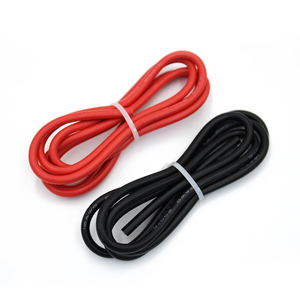 2meter wire silicone 12 14 16 18 20 22 24 26 28 30 AWG 1 M red and 1m black high quality color cable