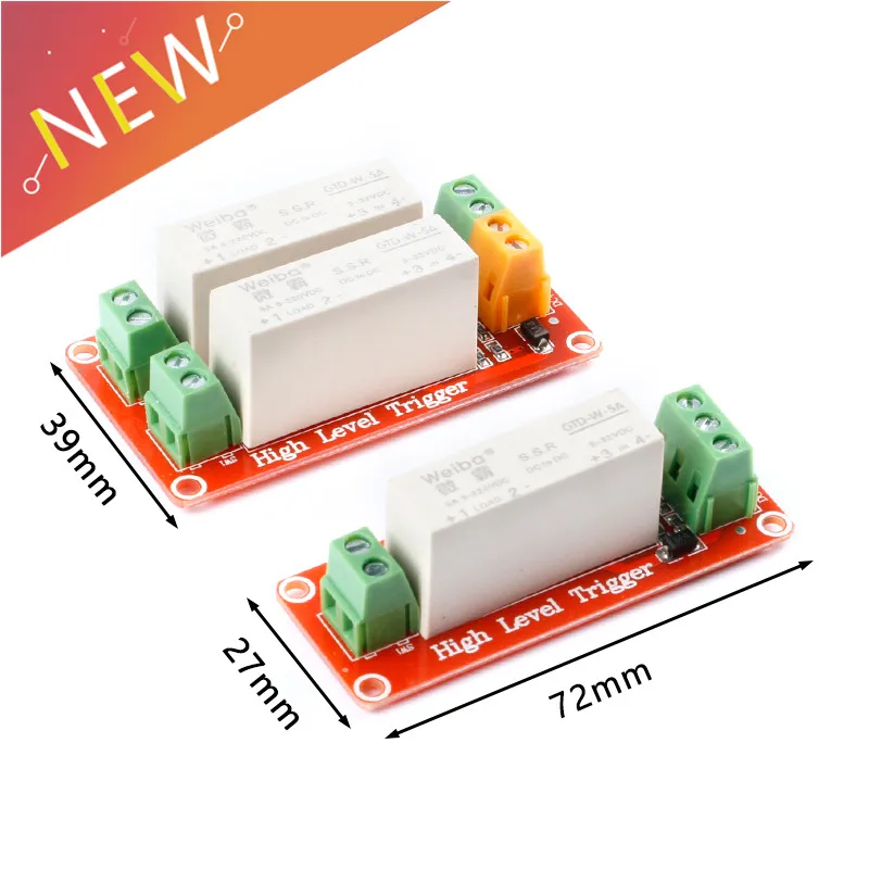 5A 1 2 Channel Way Relay Module High Level Trigger DC Solid State Relay Module Control Board Single Phase Device Electrical