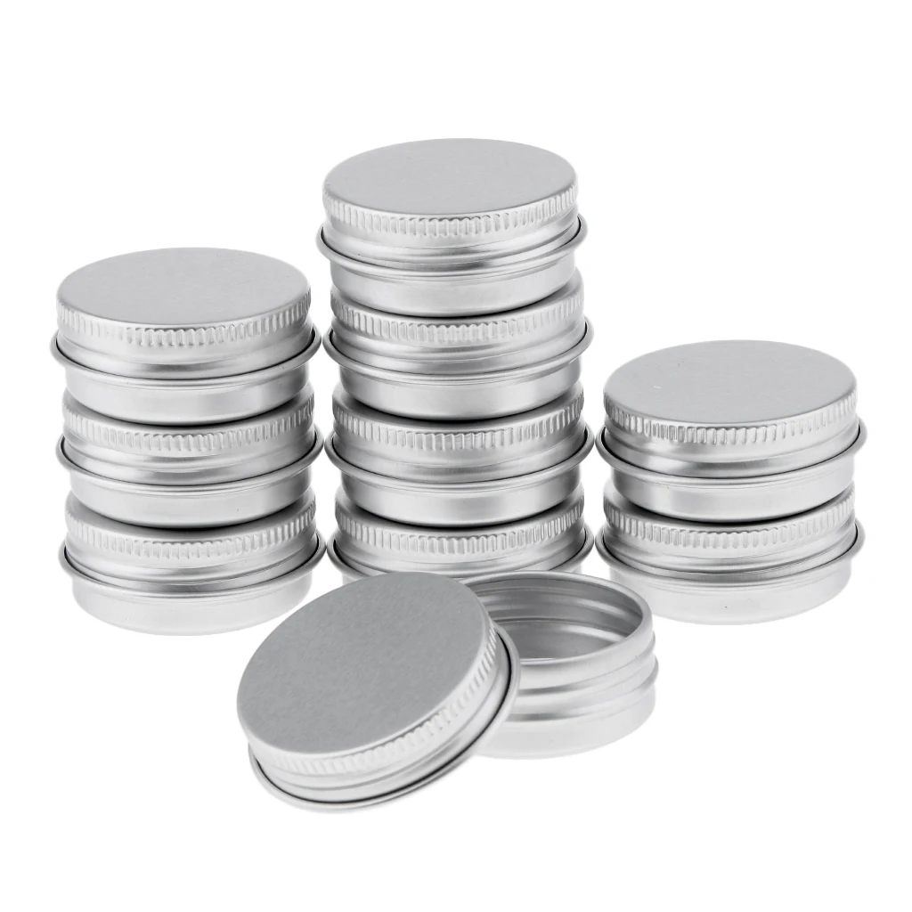 10 Packs 15ml/15g Aluminum Round Tin Jars Cosmetic Empty Screw Lid Cream Containers Lip Balm Cans Flat Top