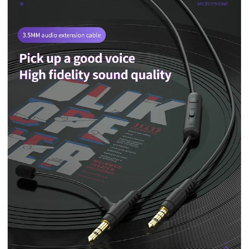 1.2メートルブームマイクケーブル3.5ミリメートルヘッドホンコンデンサーマイク用マイク電話pc