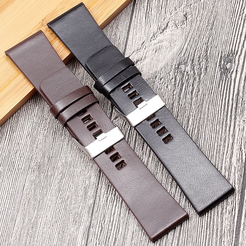 Genuine Leather strap watchband26 27 28 30 32 34mm Men\'s watch bracelet For Diesel watches DZ4386 1657 1399 1206 4323 black band