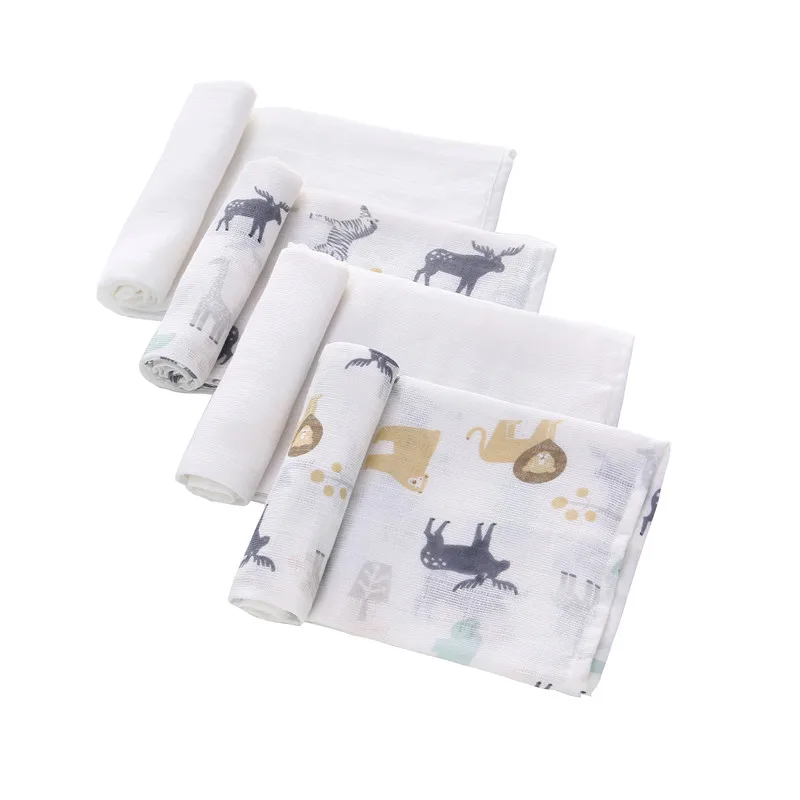 4-Pack Gauze Muslin Square For Babies, Washable Diapers Premium Reusable Nappy Wipes Extra Soft For Newborns Sensitive Baby Skin