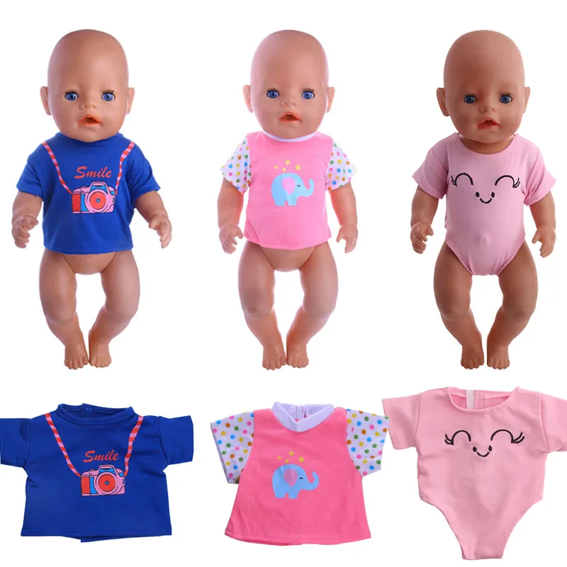 Doll Cute Pattern,Striped Short T-shirt Fit 18 inch American Doll&43 Cm Born Baby Our Generation Birthday Girl's Toy Gift