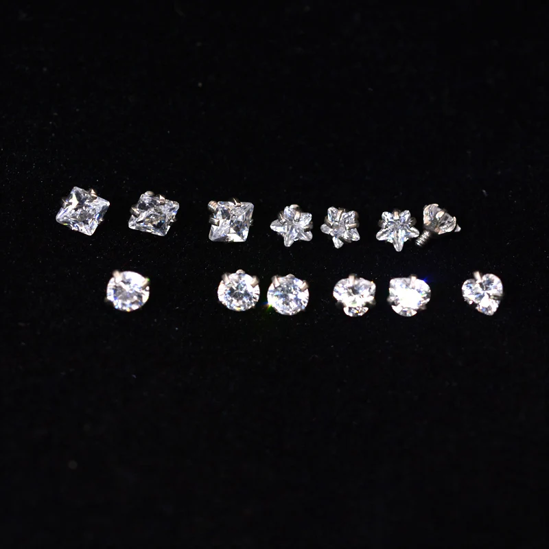 10Pcs 16G Zircon Top For Labret Lip Stud Zircon Components Internally Threaded For Prong Gem Monroe Tragus Helix Ear Piercing