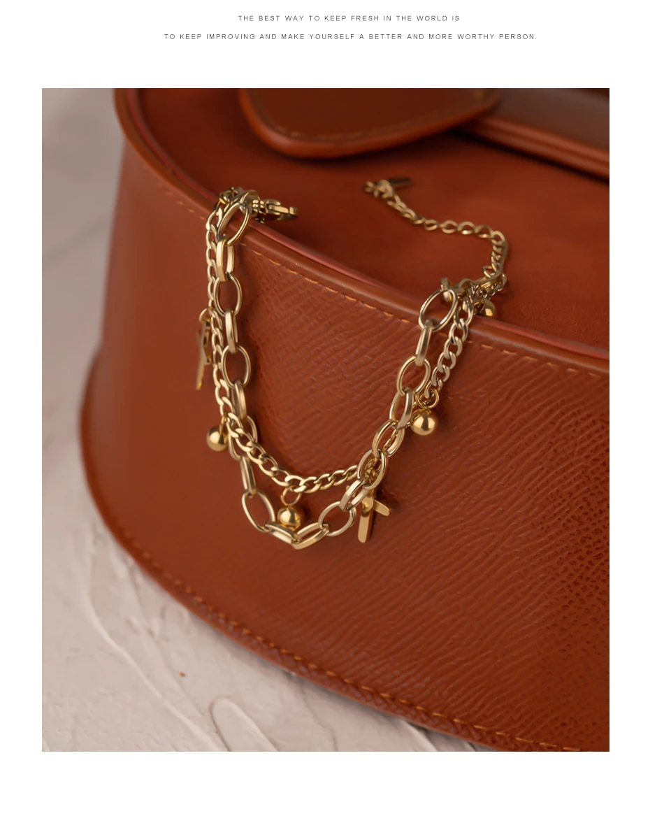 Yhpup Edelstahl Kreuz Layered Armband für Frauen Charme Metall 14 K Überzog Trendy Goldene Handgelenk Einzigartige Design Schmuck брелок – Detail 8