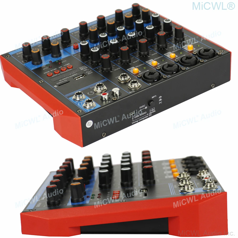 MiCWL YAMAHA Mini 6-Kanaals Computer Laptop Live Audiokaart DJ Karaoke Mixer Mixing Console Bluetooth 48V USB Power MG6-USB