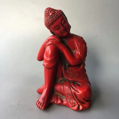 Antique Red Coral Sitting Buddha