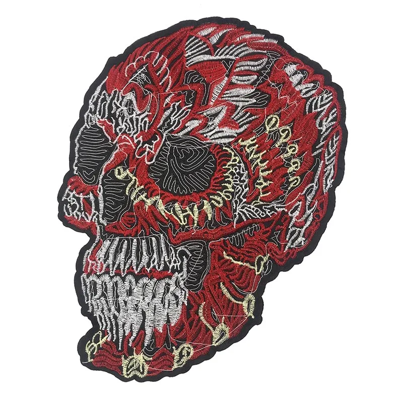 New Sequins Skull Head Embroidery Patches Sew On Applique Stickers For Clothes DIY Accessories Stripe