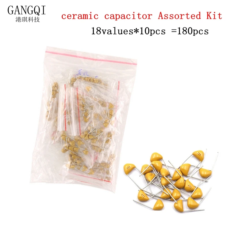 18values*10pcs =180pcs Monolithic Ceramic Capacitor 20pF~1uF,ceramic capacitor Assorted Kit