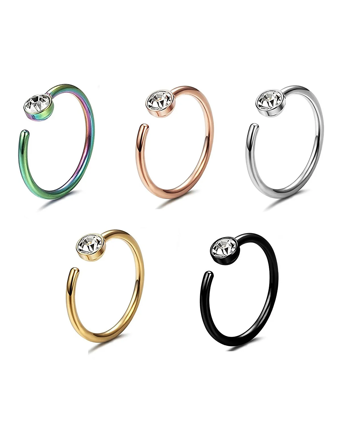 Anillo de nariz falso de acero inoxidable Punk, 8/10mm, pendiente de aro en forma de C, hélice, Rook, Tragus, tabique falso, joyería para Piercing corporal, 1 ud., 2022