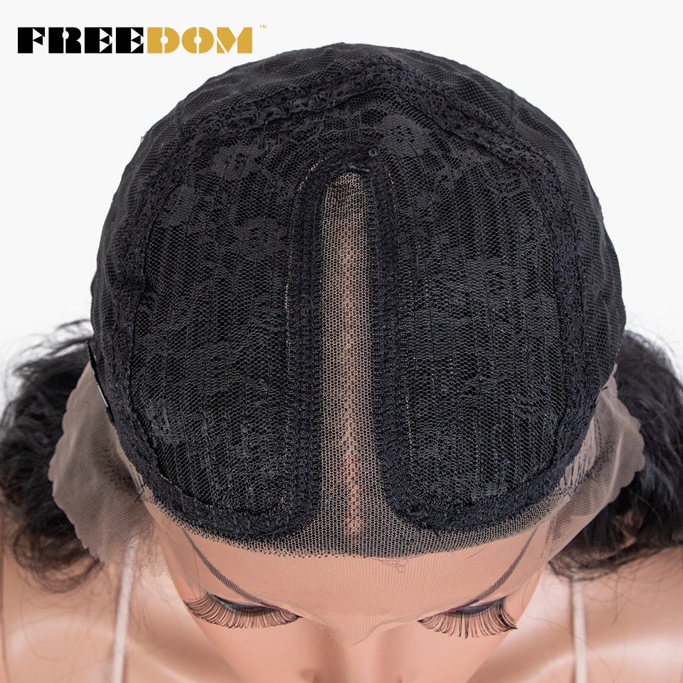 FREEDOM – perruques synthétiques à dentelle frontale pour femmes noires, perruque à dentelle ondulée Super longue, marron, Ombre, rose, perruques de Cosplay résistantes à la chaleur