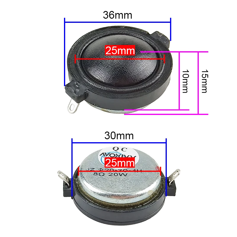 GHXAMP 1 inch Neodymium Tweeter Silk Film Clear Smooth Speaker Treble Multimedia car speaker 8ohm 20W 2PCS