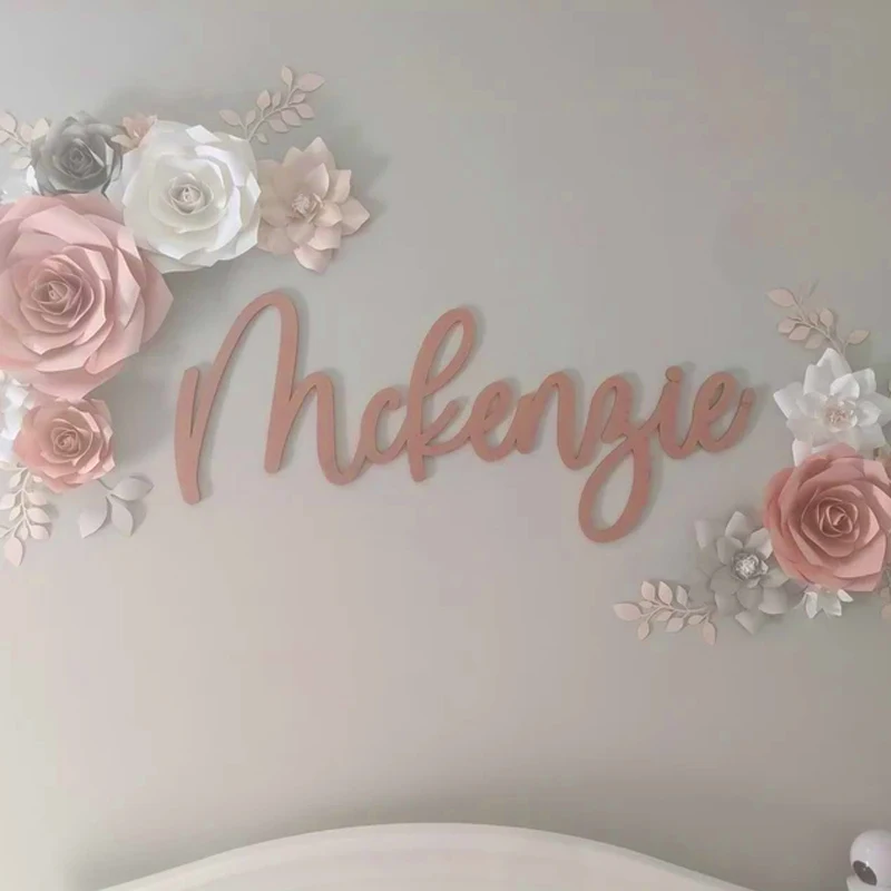 Custom Wooden Name Sign, Nursery Decor, Baby Shower Gift, Will You Be My Flower Girl, Cursive Letter