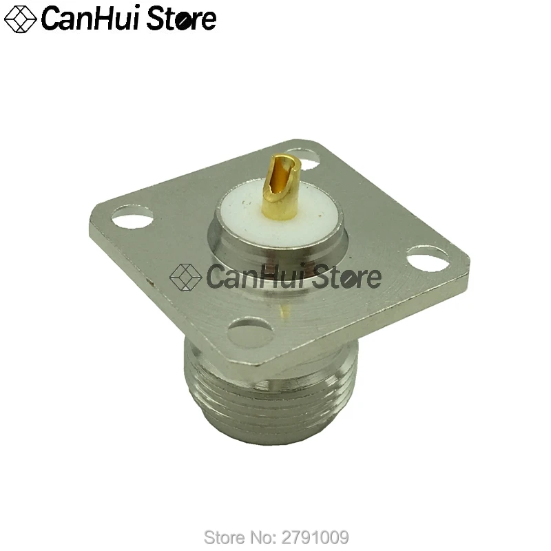 1Pcs N-KF N type female jack RF base coaxial connector 4-hole panel mount Flange antenna socket 25x25mm