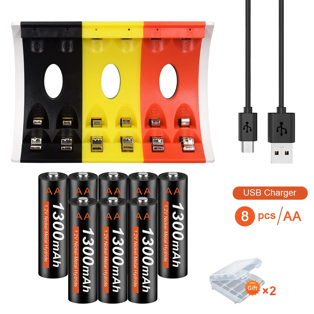 

New 1.2V AA rechargeable battery 1300mAh 1.2V Ni-MH Rechargeable batery for led light toy mp3 Toy light Batery