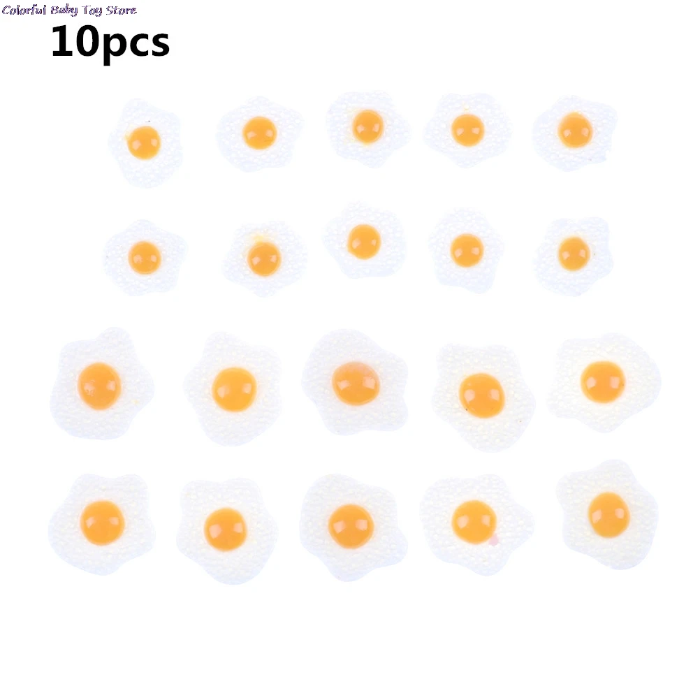 10PCS S L Diy Resin Fried Egg 1:12 White Egg Flatback Cabochons Dollhouse Miniature Food DIY Scrapbooking