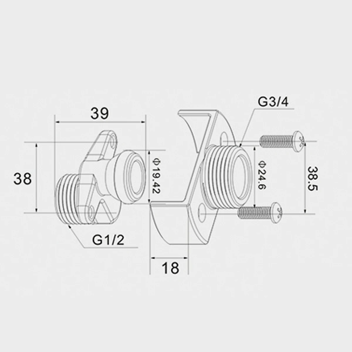 Adjusting the angle of intake pipe copper shower head angled curved foot, eccentric screw extended corner shower faucet accessor