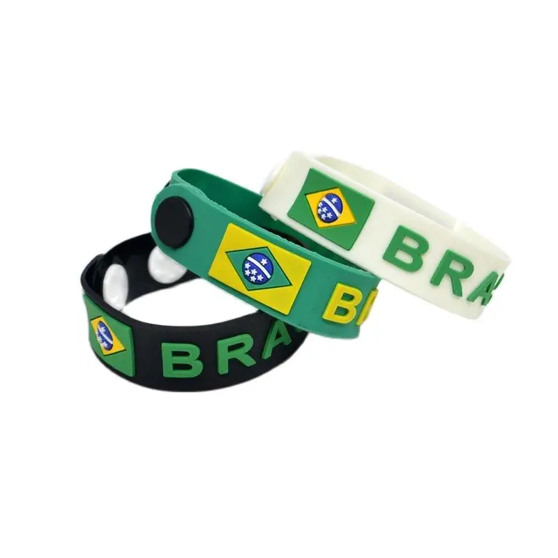 Sport Brazil National Team Soccer Football Fans Bracelets Brazilian Flag Wristband Rubber Fashion Jewelry