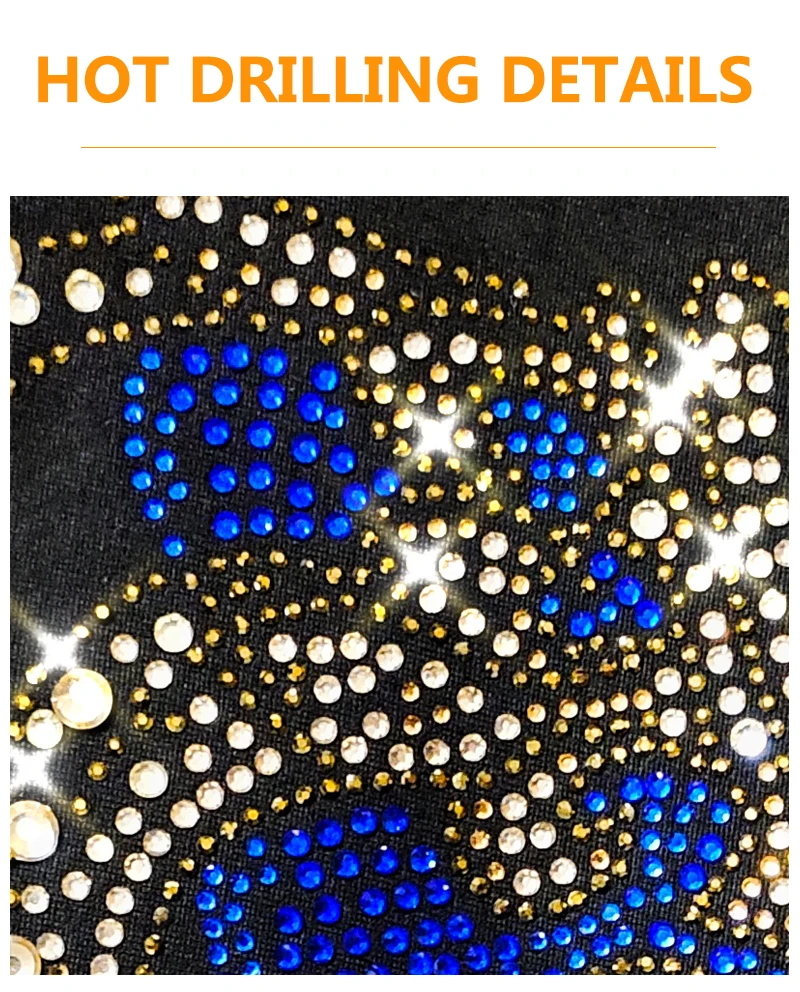 Fall Slim Rhinestone Style Crown Long Sleeve Spring Men's Business Lapel T-Shirt Hot Diamond Design Tops