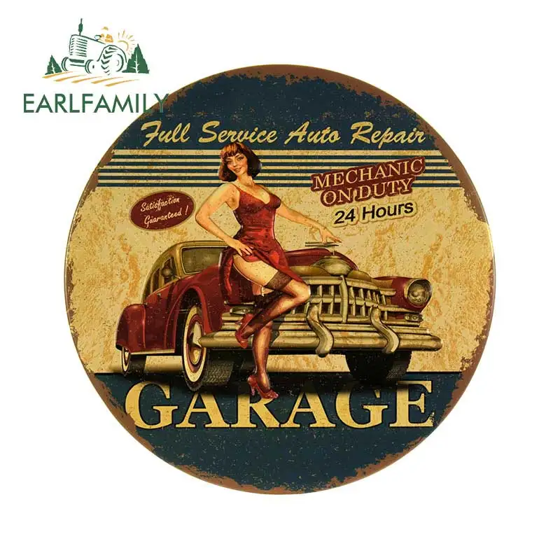 

EARLFAMILY 13cm x 13cm Waterproof Retro Pin Up Girl Stickers Guitar Skateboard Suitcase Girl Children Funny Graffiti Car Sticker
