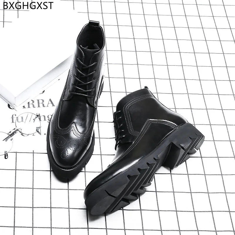 Ankle Boots for Men Male Platform Motorcycle Boots Men Casual Shoes Leather Boots for Man 2024 Luxury Designer Shoes Men Zapatos