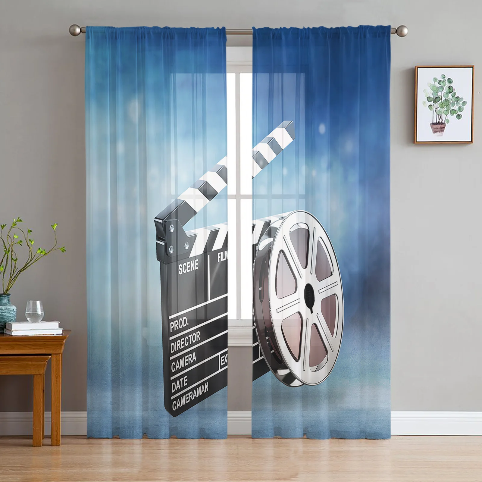 Movie Film Window Curtain for Living Room Home decor Tulle Voile Curtain for Kitchen Bedroom Window