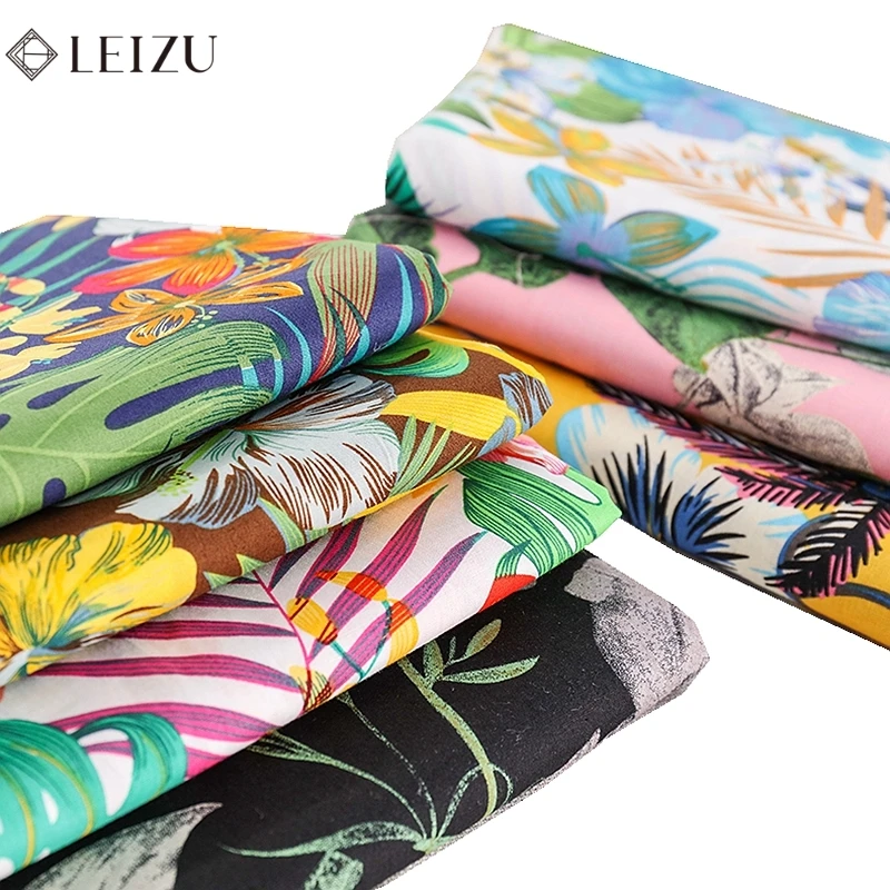 Hawaiian Printed Floral Flower Cotton Poplin Fabric Summer Men's Beach Pants Fabric TJ1388 Floral Floral