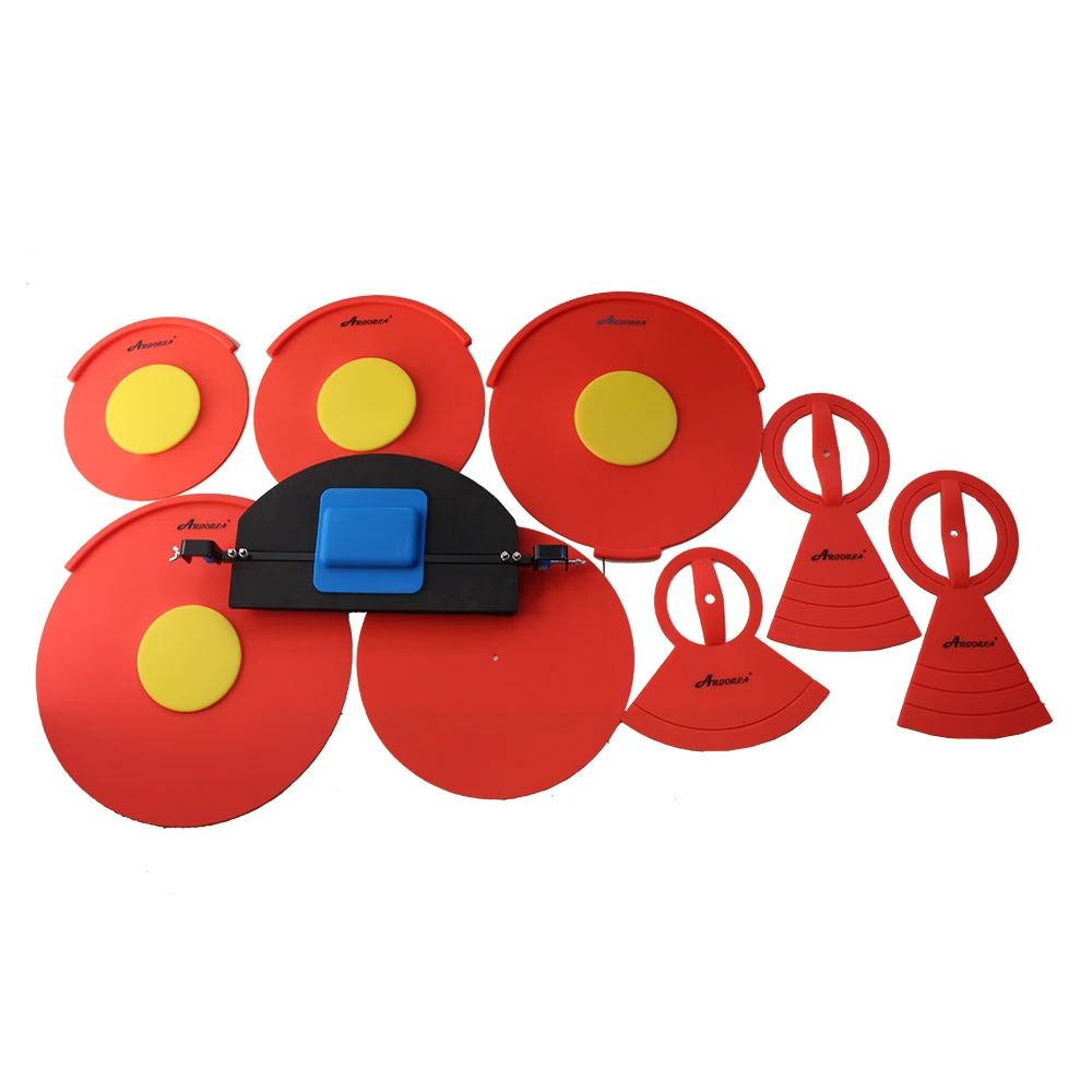 

Arborea red Mute mat set 14‘+16’+18'+20'+22' on cymbals 12'+13'+18'+22' on drum for practice low voulum drum mute pad