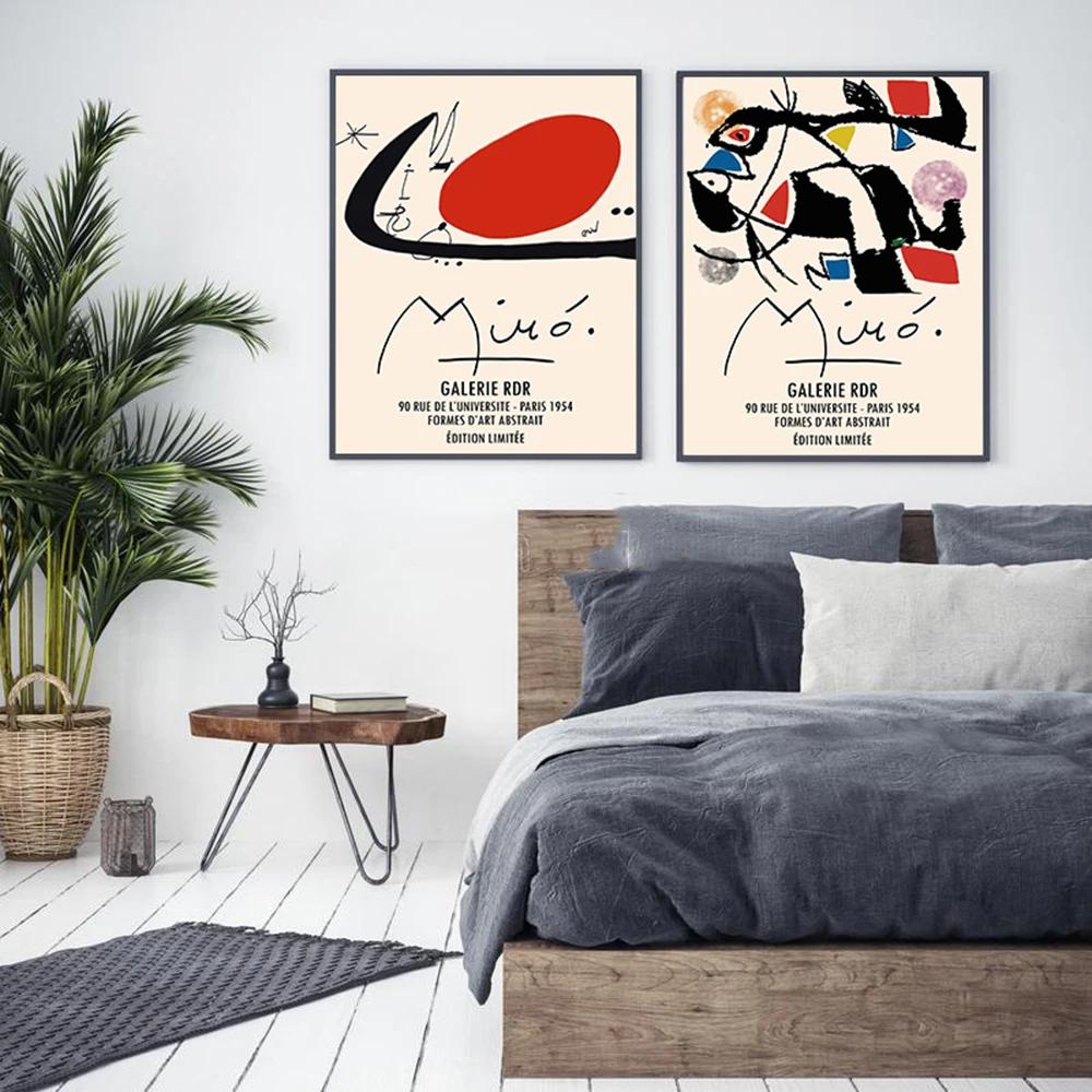 Joan miro exposição cartaz da lona arte impressão pintura parede nordic fotos e impressões fotos de parede para sala estar decoração casa