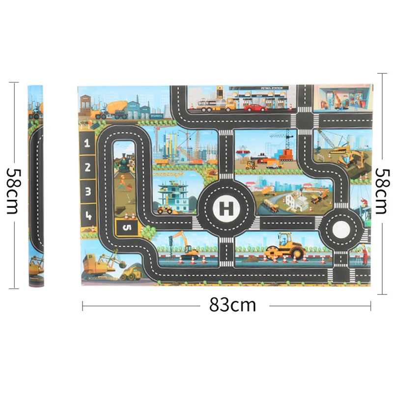 Tapis de jeu Cartoon Traffic Lea pour enfants, tapis de route, jouets d'intérieur pour petits garçons et filles, Playvirus, bébés jouant des polymères