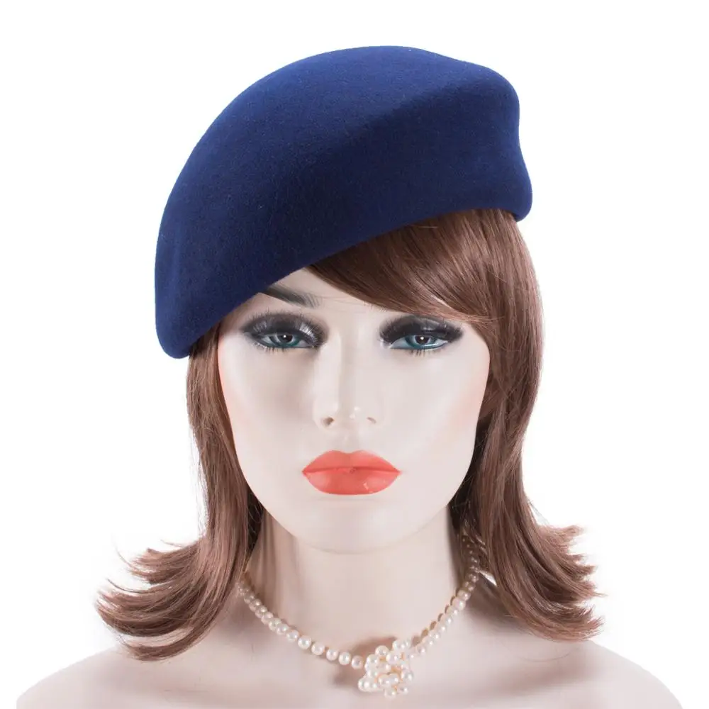 Lawliet Women Vintage Look 100% Wool Felt Tilt Winter Beret Hats Pillbox Fascinator Saucer Tilt Cap Formal Dressy A468