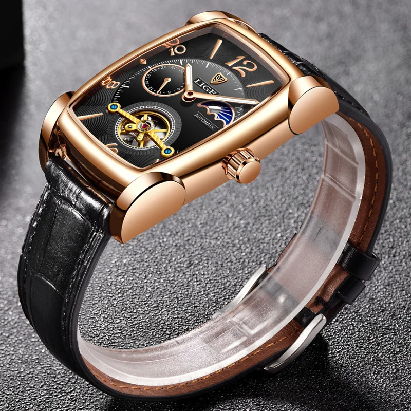 LIGE Top Brand Luxury Mens Watches Fashion Business Automatic Mechanical Watch Men Casual Waterproof Watch Relogio Masculino+Box