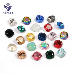 YANRUO 4470 Cushion Cut Pointback Diamond Glass Stones Sewing Crystals For Studs Sewn Jewelry For Clothes Dress