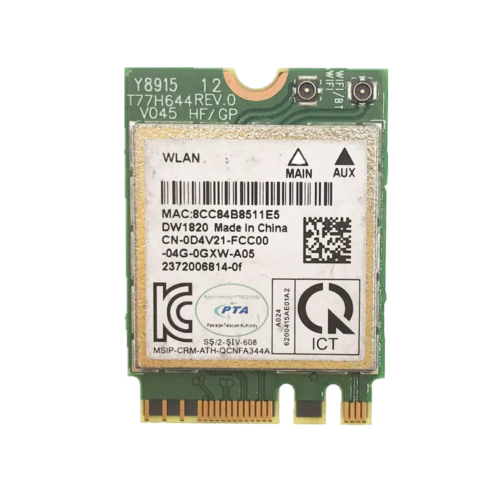 For Acer Samsung Asus QCNFA344A DW1820 867Mbps 802.11ac NFA344A Dual Band Support Bluetooth 4.1 NGFF Card