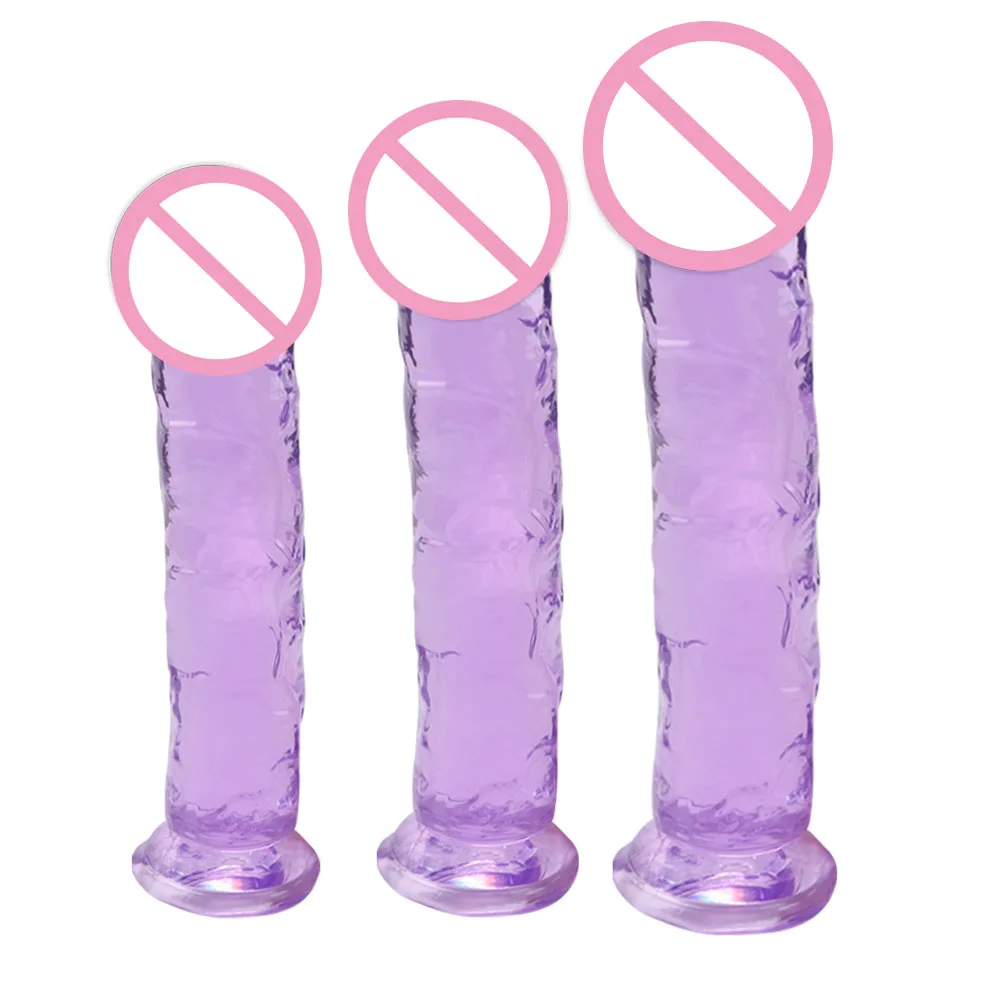 Multi-size Realistic Dildos Jelly Dong Clitoris Sex Toys for Women Flexible Cock with Curved Shaft Crystal Dildo G-spot Massage