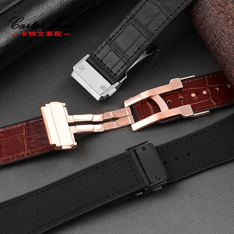 Cowhide Rubber Watchband with men\'s for  hubolt Hengbao Yubo classic fusion big bang series wristband convex mouth 25*19mm strap