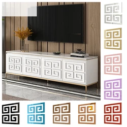 8pcs/Set Greek Key Mirror Stickers Home Decoration Borderline Wall Sticker Furniture Wardrobe Decals Room Decor Acrylic Stickers