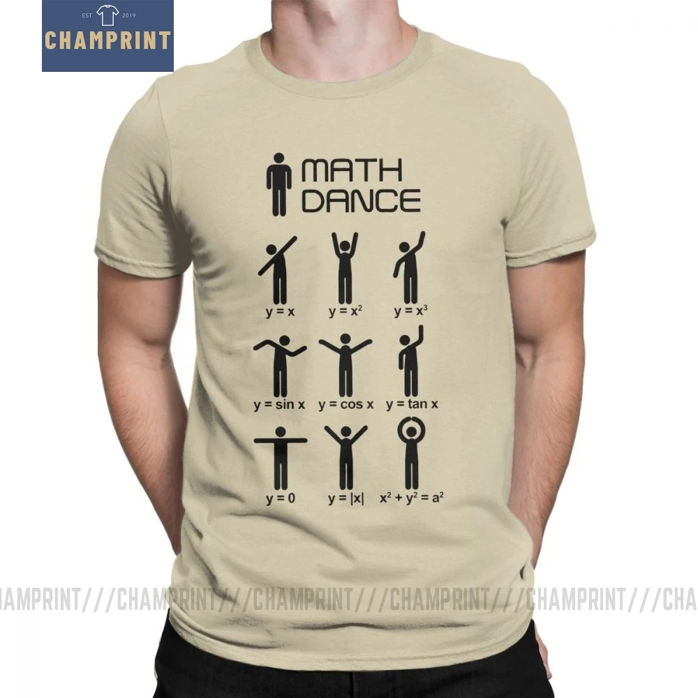 Men Math Dance T-Shirts Mathematical Mathematics Funny Round Neck Short Sleeve Tops Pure Cotton Tees Funny Humor T Shirt