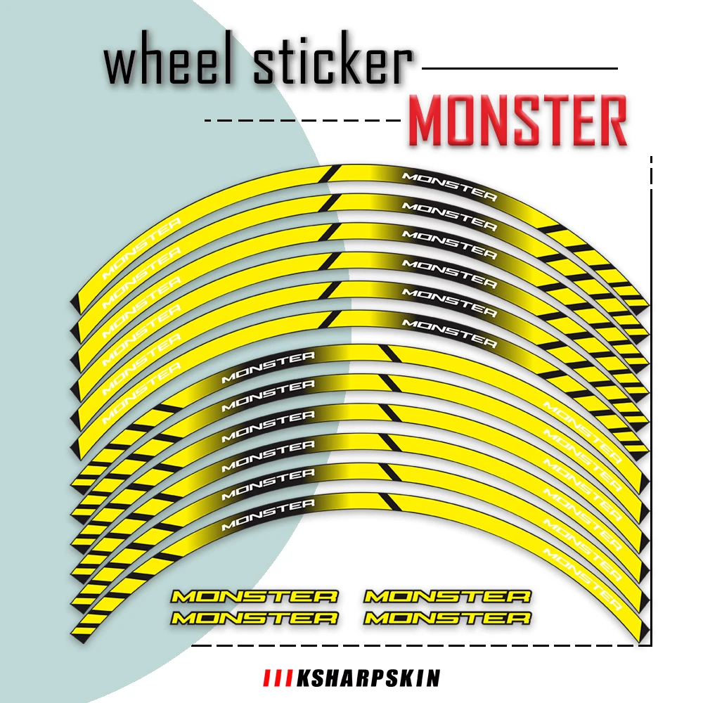 

12Pcs Motorcycle Wheel Stickers stripe moto Reflective Decoration Rim tire decals For DUCATI MONSTER 821 1200 796 696 797 17inch