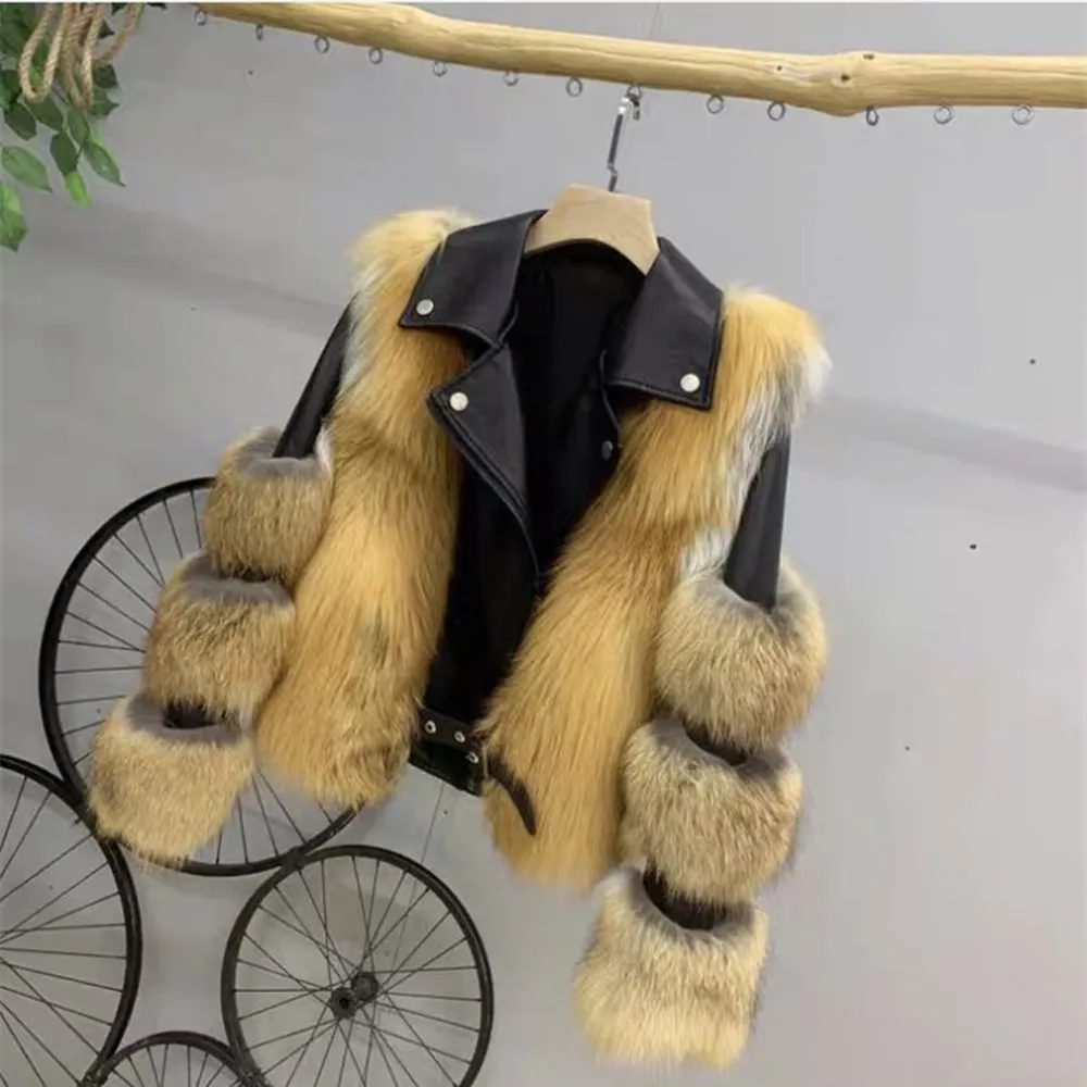 Moda Prawdziwe futro z lisa z prawdziwą owcą Skóra naturalna Kurtka Kamizelka Odzież wierzchnia Luksusowe kobiety 2025 Zima Nowy