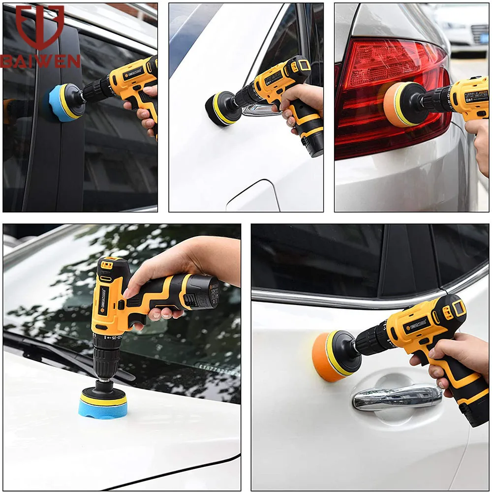 Auto Polijsten Spons Pads Kit Buffing Waxen Foam Pad Buffer Set Polijstmachine Machine Wax Pad Boot Auto Polish Buffer Boor wiel