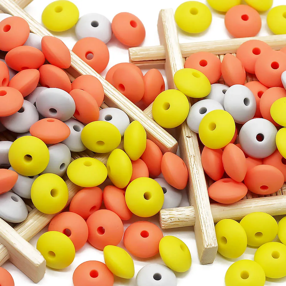 Cute-idea 20 pz perline di lenticchie in Silicone per bambini 12MM perline di abaco fai da te ciuccio catena giocattoli dentizione per bambini massaggiagengive merci per bambini BPA gratis
